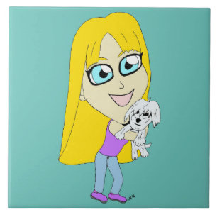 Chibi mit einem Jungtier Fliese