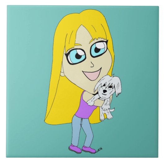 Chibi mit einem Jungtier Fliese (Vorderseite)