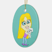 Chibi mit einem Jungtier Keramik Ornament (Links)