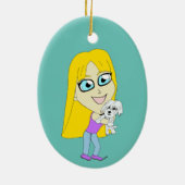 Chibi mit einem Jungtier Keramik Ornament (Hinten)