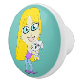 Chibi mit einem Jungtier Keramikknauf (Rechts)