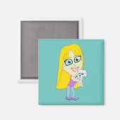 Chibi mit einem Jungtier Magnet (Vorderseite/Rückseite)