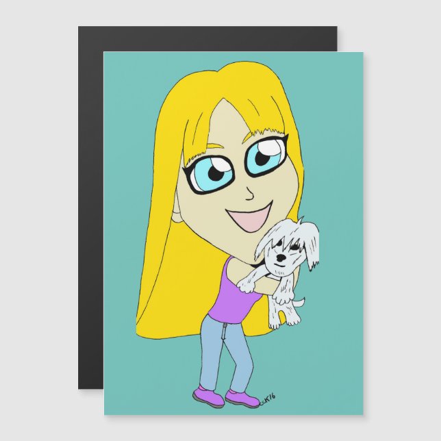 Chibi mit einem Jungtier Magnetkarte (Vorne/Hinten)