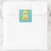 Chibi mit einem Jungtier Quadratischer Aufkleber (Tasche)