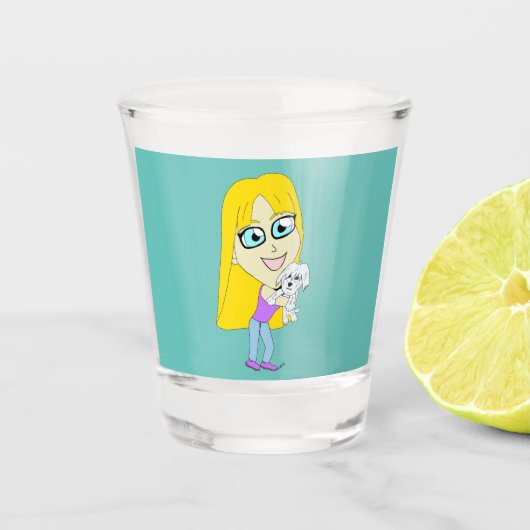 Chibi mit einem Jungtier Schnapsglas (Vorderseite)