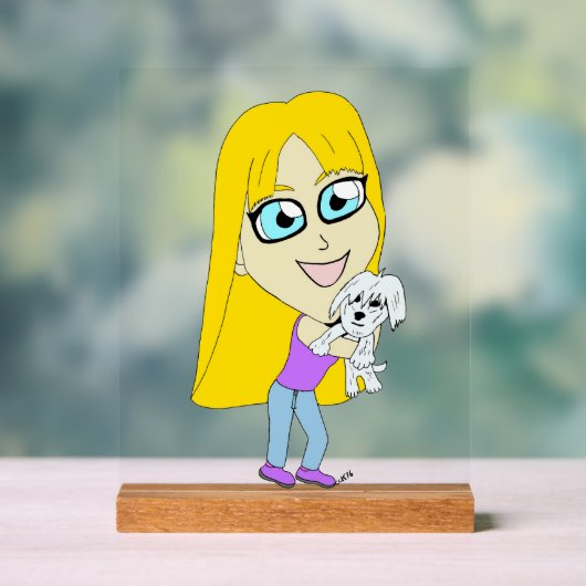 Chibi mit einem Welpen Acrylschild (Neutral)