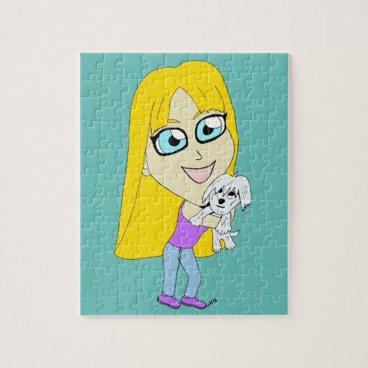 Chibi mit einem Welpen Puzzle (Vertikal)