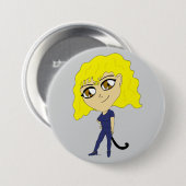 Chibi mit einer Katze wie Schwanz Button (Vorne & Hinten)