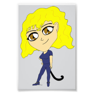 Chibi mit einer Katze wie Schwanz Fotodruck