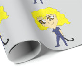 Chibi mit einer Katze wie Schwanz Geschenkpapier (Rolleneckpunkt)