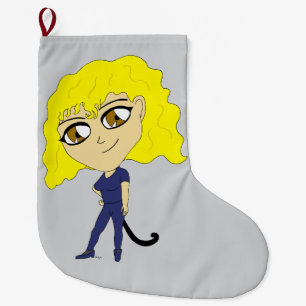 Chibi mit einer Katze wie Schwanz Großer Weihnachtsstrumpf
