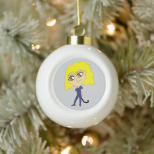 Chibi mit einer Katze wie Schwanz Keramik Kugel-Ornament