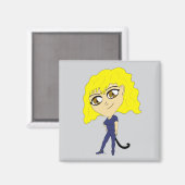 Chibi mit einer Katze wie Schwanz Magnet (Vorderseite/Rückseite)