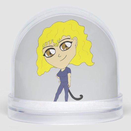 Chibi mit einer Katze wie Schwanz Schneekugeln (Vorderseite)