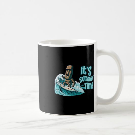 Chibi Moai Mood Surfing Summer Time Beach Ocean Se Kaffeetasse (Rechts)