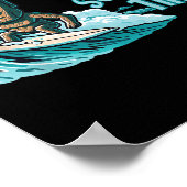 Chibi Moai Mood Surfing Summer Time Beach Ocean Se Poster (Ecke)