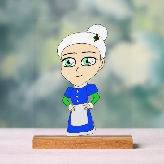 Chibi Mrs. Claus blue Anzug Acrylschild (Neutral)