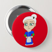 Chibi Mrs. Claus blue Anzug Button (Vorne & Hinten)