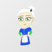 Chibi Mrs. Claus blue Anzug Fensteraufkleber (Blatt)