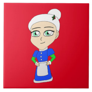 Chibi Mrs. Claus blue Anzug Fliese