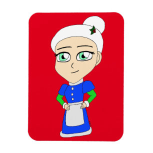 Chibi Mrs. Claus blue Anzug Magnet