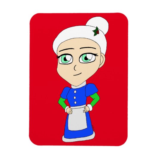 Chibi Mrs. Claus blue Anzug Magnet (Vertikal)