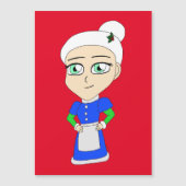 Chibi Mrs. Claus blue Anzug Magnetkarte (Vorderseite)