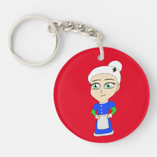 Chibi Mrs. Claus blue Anzug Schlüsselanhänger