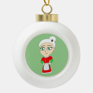 Chibi mrs. claus Keramik Weihnachtsschmuck Kugel-Ornament