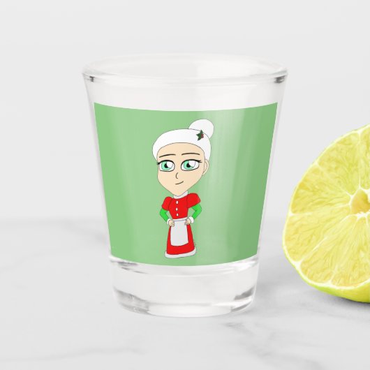 Chibi mrs. claus shot glass schnapsglas (Vorderseite)
