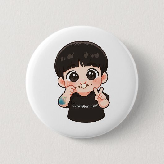 Chibi Music Pin – Golden Era Inspired Badge Button (Vorderseite)