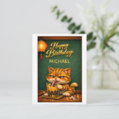 Chibi Neko Tiger Cat Boba Bubble Tee Geburtstag (Stehend Vorderseite)
