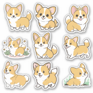 Chibi Niedlich Baby Corgi Dog Stickers Aufkleber