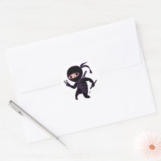 Chibi Ninja Runder Aufkleber (Umschlag)