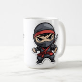 Chibi Ninja Warrior Cartoon - Kampfkünste von Fier Kaffeetasse (VorderseiteRechts)