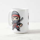 Chibi Ninja Warrior Cartoon - Kampfkünste von Fier Kaffeetasse (Vorderseite Links)