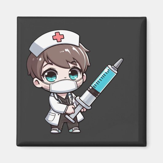 Chibi Nurse Cartoon - Gesundheitswesen, Chibi, Kra Magnet (Vorne)