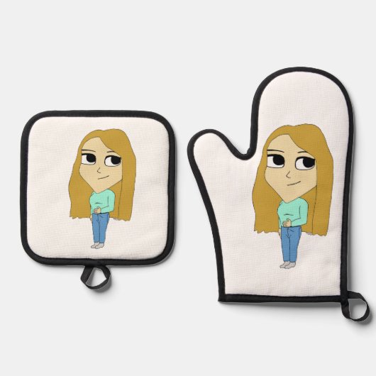 Chibi Ofenhandschuh & Topflappen-Set (Vorderseite)
