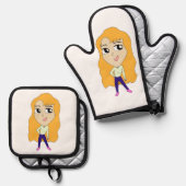 Chibi Ofenhandschuh & Topflappen-Set (Vorderseite/Rückseite)