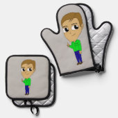 Chibi Ofenhandschuh & Topflappen-Set (Vorderseite/Rückseite)