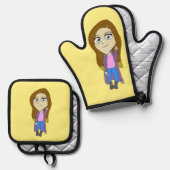 Chibi Ofenhandschuh & Topflappen-Set (Vorderseite/Rückseite)