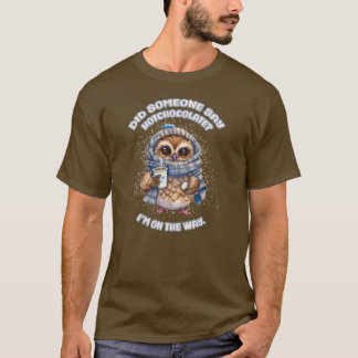 Chibi Owl Drinken heiße Schokolade T-Shirt