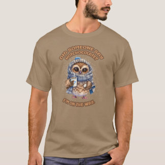 Chibi Owl Drinken heiße Schokolade T-Shirt