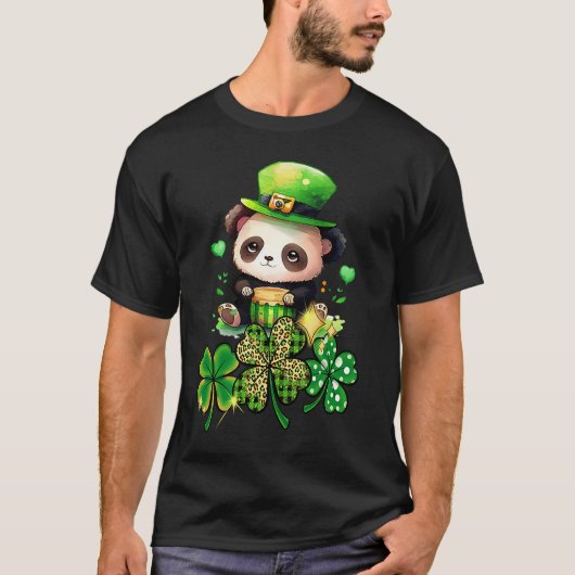 Chibi Panda Adorable St Patrick's Day Bear & C T-Shirt (Vorderseite)