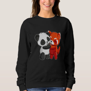 Chibi Panda Bear Hugs Red Panda Niedlich Kids Sweatshirt