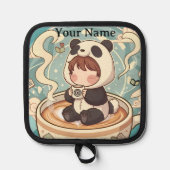 Chibi Panda Brew Heat Resistant Oven Mitt Topflappen (Vorderseite)