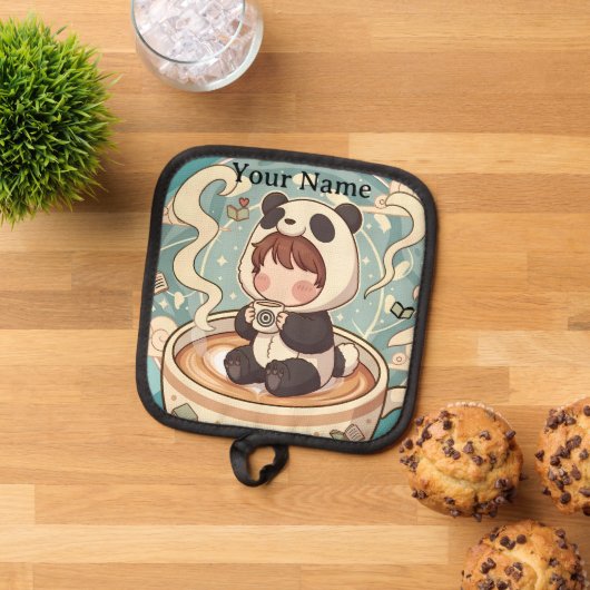 Chibi Panda Brew Heat Resistant Oven Mitt Topflappen (Oben Unten)