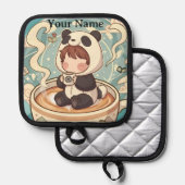 Chibi Panda Brew Heat Resistant Oven Mitt Topflappen (Vorderseite/Rückseite)