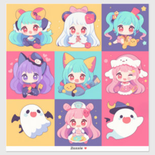 Chibi Pop Art Halloween Custom Cut Vinyl Stickers Aufkleber