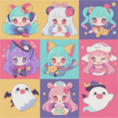 Chibi Pop Art Halloween Custom Cut Vinyl Stickers Aufkleber (Vorderseite)